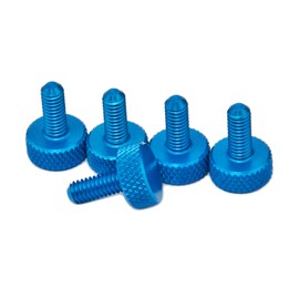 PrecisionGeek M3 x 10mm Aluminium Flat Knurled Thumb Screws (Set of 5) (blue)