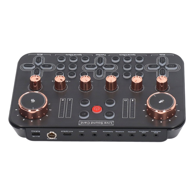 Live Sound Card Voice Changer Soundboard Bluetooth Audio Mixer for