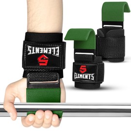 5 Element Lifting Straps Strength Training (Pair) - Lifting Aid Hooks with Fitness Lifting Aids for Men and Women - 8 mm Thick Neoprene - Deadlift Powerlifting Chin-Up Bar Liftups Shoulder Raises