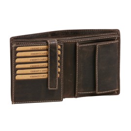 LEAS Kombibörse für bis zu 18 Karten mit Dehnfalte und Geschenkbox Echt-Leder, dunkelbraun Vintage-Collection