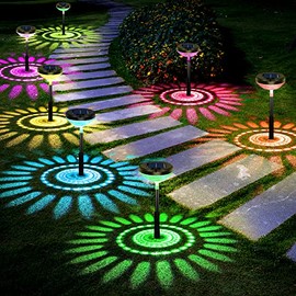 Bright Solar Pathway Lights 2 Pack,Color Changing+Warm White LED Solar Lights Outdoor,IP67 Waterproof Solar Path Lights,Solar Powered Garden Lights for Walkway Yard Backyard Lawn Landscape Decorative
