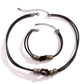 Leather Necklace Men's Leather Chain Men's Bracelet Men's Leather Bracelet Gift for Men, cortex, No