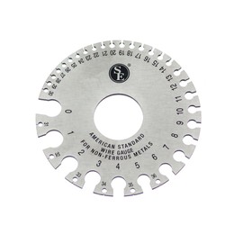 SE Dual-Sided Non-Ferrous Wire Gauge - 0-36 AWG and SAE, 3.5" Diameter, Tempered Steel, for Jewelers and Hobbyists, Ideal for Gold, Silver, Copper - JT47WG-C