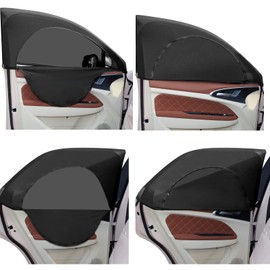 4 Pcs Car Window Screen Breathable Car Side Windows Sun Cover Window Covers Mesh Front Rear Universal Side Automotive Window Sun Cover for Sun Protection Camping Privacy Blackout (19-25 in, 22-45 in)