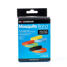 Mozzigear Australian Owned and Operated Mosquito Band for Adults - 6 Pack - Citronella Oil Infused Mosquito Wristband for Insects, Sandflies, Flies & Midges - Waterproof Bug Bracelet for Indoor, Outdoor, Camping & Travelling - Natural, Non-toxic and Deet