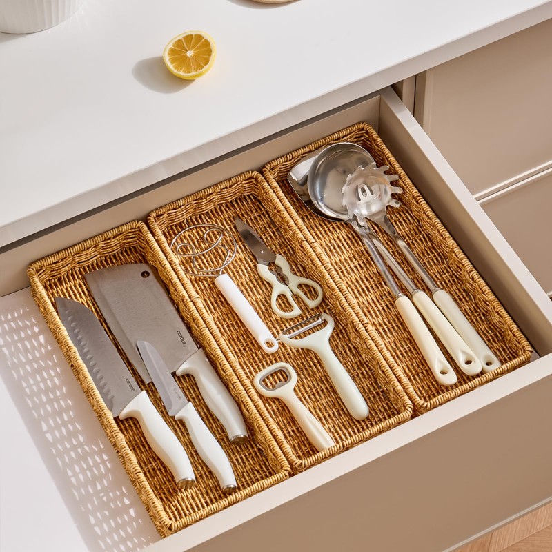 Berdeng Kitchen Drawer Organizer for Utensils, Silverware Tray Cutlery Organizer,