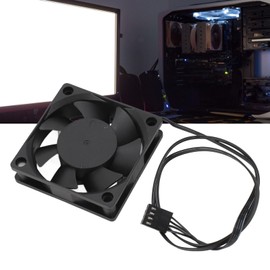 60mm Computer Case Fans, 4 pin PWM Fan with Dual Ball Bearing, Smart Temperature Control, 3000RPM Quiet Case Fan for PC Black