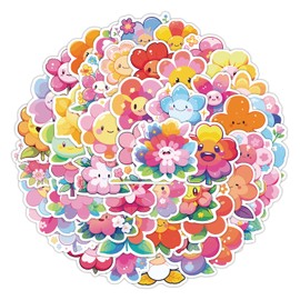 Flower Stickers for Water Bottle|Flower Vinyl Waterproof Sticker for Water Bottle Laptop Skateboard Phone Car Decals Gifts for Kids Teens Adults for Party Favors Supplies Decor 50 PCS