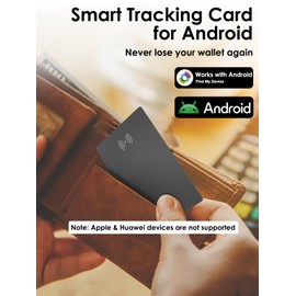 [2025 Android Card] Bluetooth Tracker Card for Android. Google Certified Wallet Finder/Item Locator Compatible with Google Find My Device App, Smart Tracking Card for Wallets, Keys, Backpack-Black