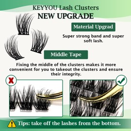 KEYYOU Lash Clusters 96pcs Individual Lashes Y08 D Curl 14mm Cluster Lashes KEYYOU Volume Wispy Lash Extension Soft&Comfortable Easy DIY at Home(Y08 D-14mm)