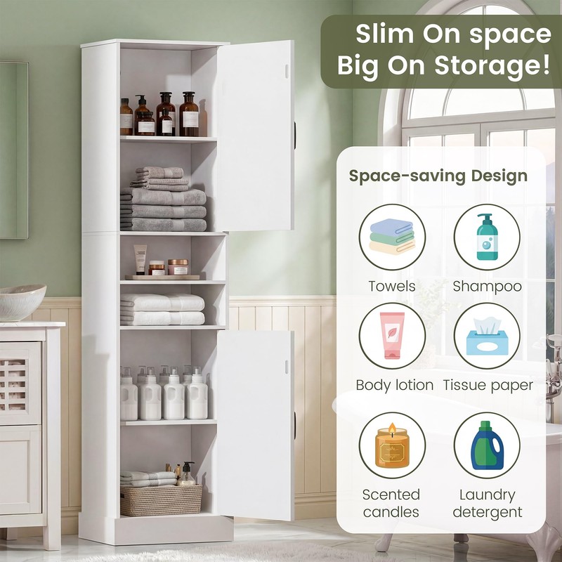 67" H Tall Bathroom Storage Cabinet with 2 Barn Doors
