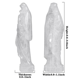 dssmboom Reiki Healing Madonna and Child Crystal Figurine, Hand Carved Blessed Virgin Mary with Infant Jesus Statue Catholic House Decoration, Rock Crystal