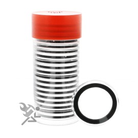(1) Airtite Coin Holder Storage Container & (20) Black Ring 37mm Air-tite Coin Holder Capsules for 1oz Silver Philharmonics and $7 Silver Strikes Token by OnFireGuy
