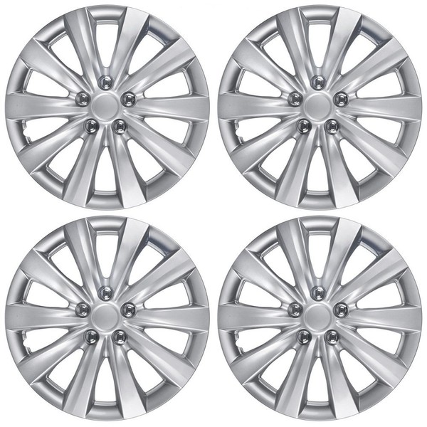 BDK KT-1038-16_amking1 Silver Hubcaps Wheel Covers for Toyota Corolla 2011-2013 (16 inch) – Four (4) Pieces Corrosion-Free & Sturdy – Full Heat & Impact Resistant Grade – Replacement, 4 Pack
