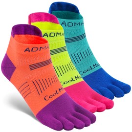 aomagi Toe Socks Men Women Athletic Running Five Finger Colorful Sports Sock,Soft Comfy,Moisture Wicking,Lightweight,Ankle-Large