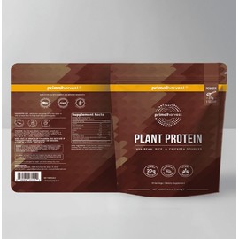 Primal Harvest Vegan Protein Powder for Nutritional Weight Support 20g Plant-Based Protein Per Serving from Fava Beans Chickpeas & Rice Chocolate Flavor 405g Gluten-Free Soy-Free No Added Sugar