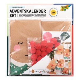 folia 9384 Advent Calendar Red Nose Reindeer, 24 Bags for Filling and DIY Crafts, with Accessories