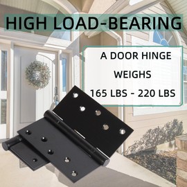 5 inch X 5 inch Hinges Heavy Duty Door Hinges up to 220 lbs, 201 Stainless Steel Black Hinges Ball Bearing, Thickness 3 mm Square Corners with 20 Screws, Non-Removable Pin (2 Pack)