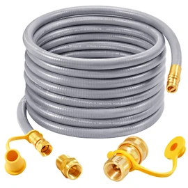 GasSaf 18 FT 1/2" ID Natural Gas Hose with Quick Connect Fitting, Natural Gas Conversion Kit for Gas Grill, Generator, Patio Heater and More - CSA Certified