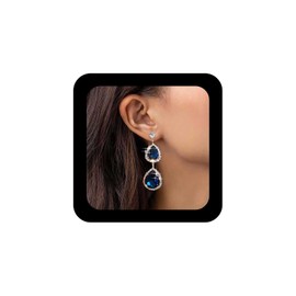 Cybche Vintage Saphir Tropfen Ohrringe Blauem Kristall Baumeln Ohrringe Silber Birne Saphir Ohrringe Wassertropfen Saphir Ohrringe Saphir Cz Tropfen Ohrringe Schmuck Für Frauen