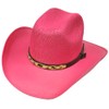 Modestone Kids Straw Breezer Cowboy Hat Leather-Like Hatband Fushia