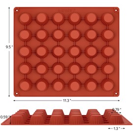 Puyeipt Mini Peanut Butter Cup Mold, Bite Size Silicone Chocolate Candy Mold for Fat Bombs, Yogurt Bites, Chocolate Cups, Homemade Treats, 30 Cups
