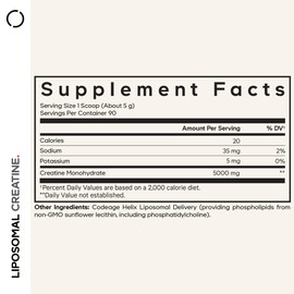 Codeage Liposomal Creatine Powder Supplement - 3-Month Supply - 5000mg Creatine Monohydrate Pre Workout & Post Workouts - Unflavored Creatine, Pure Creatine Powder, Creatinine for Sports - 90 Servings