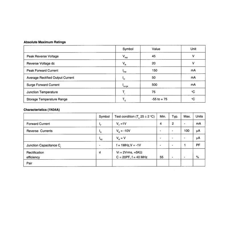 50PCS 1N34A Germanium DIODE 1N34A DO-35 1N34 IN34A DO1