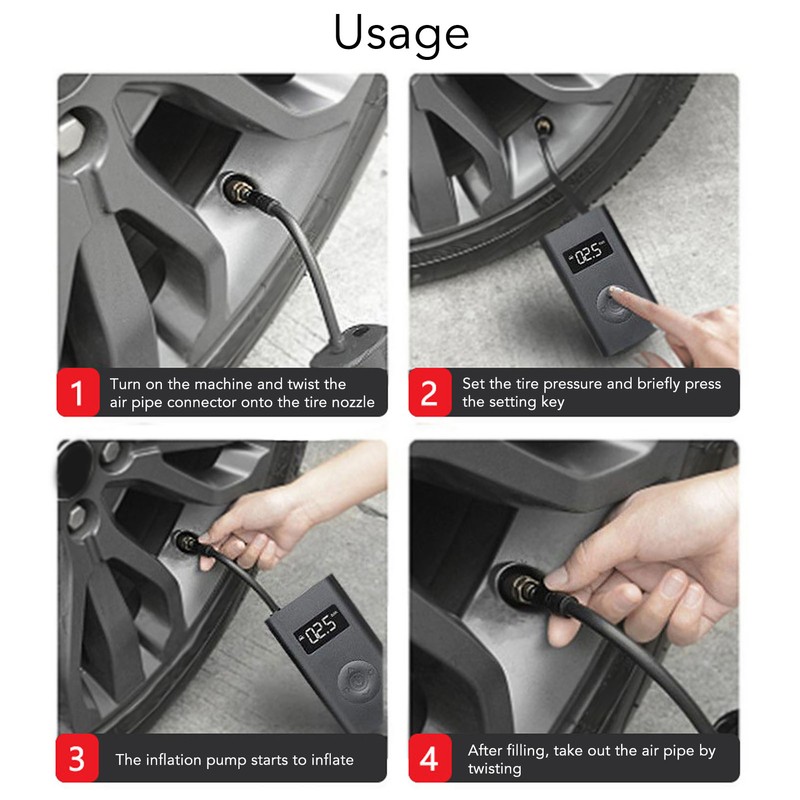 Tire Inflator Electric Cordless Tire Inflatable Pump Digital Display Bike