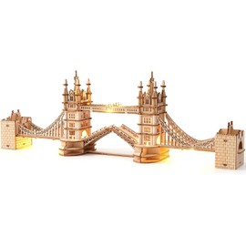 Rolife 3D Wooden Puzzles DIY London Tower Bridge Craft Model Kits for Adults to Build Birthday Gfit for Friends and Family