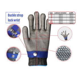Litex Level 9 Stainless Steel Mesh Metal Glove,2PCS Food Grade Cut-proof Safety Work Glove,Adjustable Wrist Knife Cutting Mitten (Large 2PCS)