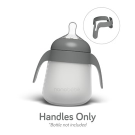 Nanobebe Flexy Bottle Handles, Easy-Grip Ergonomic Handles, Transitional Sippy Cup Handles 2-Pack, Grey