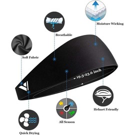 Running Headbands for Men Sweatbands Sports Sweat Bands Mens Workout Thin Fitness Gym Yoga 4 Pack- Discounted price Hot selling - Color: Black & Dark Grey & Blue & Army Green