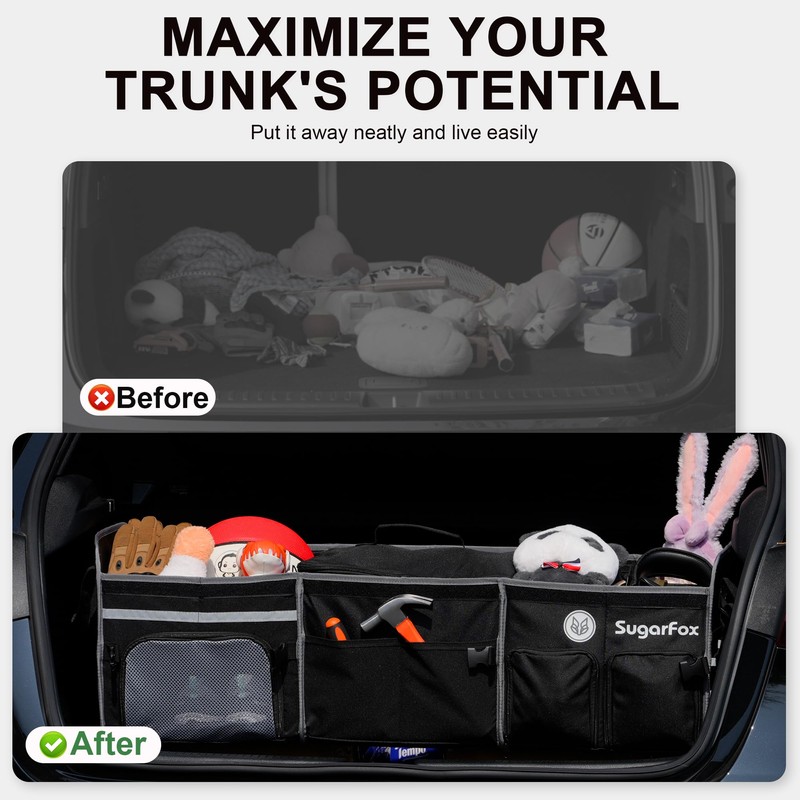 Bold Color Block Trunk Organizer | 95L, 35"x13.8"x11.8" | Dedicated