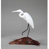 Egret Sculpture from John Perry on Burl Wood Pellucida 8in