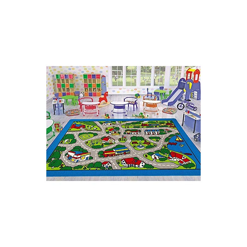 Champion Rugs Kids Area Rug City Roads Map Racing and