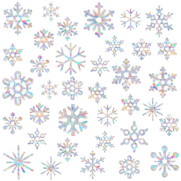 36 Pieces Snowflake Window Decals for Bird Strikes - Anti-Collision