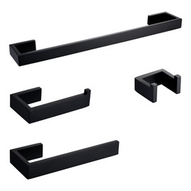 BAGNOLUX Towel Bar Set, Matte Black Bathroom Accessories 24 Inch Towel Racks for Bathroom Wall Mounted, Square Bathroom Hardware Set Black Heavy Duty