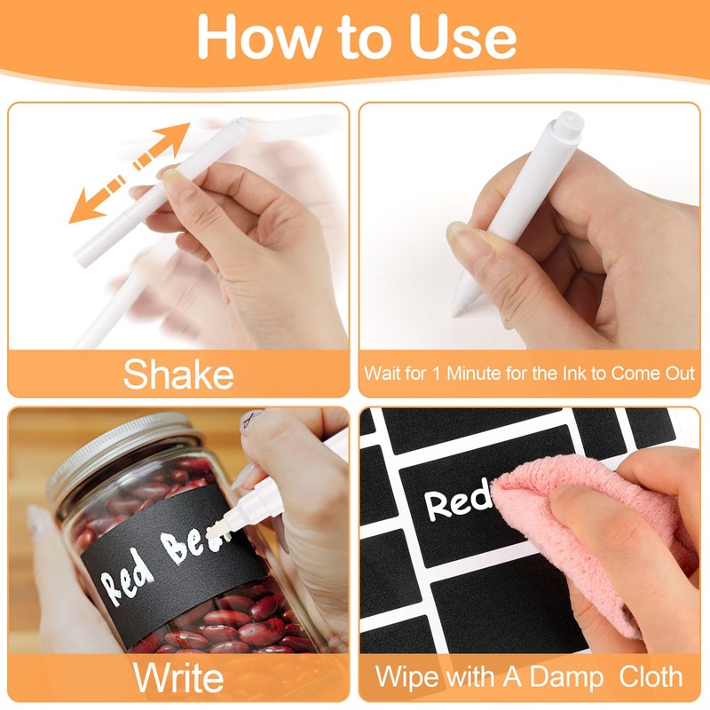 273 Pcs Labels for Jars, Waterproof Reusable Chalkboard Labels for