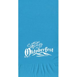 25 Turquoise Oktoberfest Dinner Hand Towels Paper Napkins with a White Color Oktoberfest Brewmeister Logo