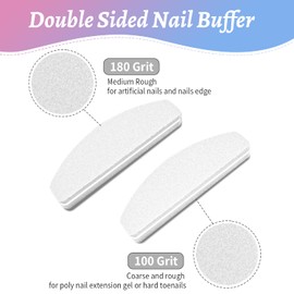 Pack of 20 Buffer for Nails White, Nail Buffer Blocks 100/180, Buffer Sanding Blocks, Polishing Blocks, Nail File Block, Double-Sided for Gel Nails and Acrylic Nails, Washable Polishing File