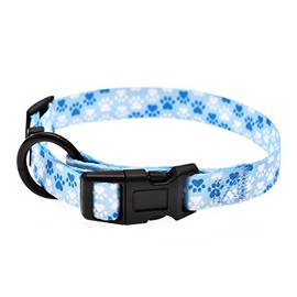 Mile High Life | Dog Collar | Cute Patterns | Soft Smooth Fabric | Small/Medium/Large (Blue Foot, Small (Pack of 1))