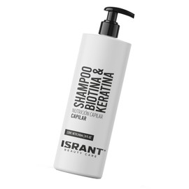 ISRANT | Shampoo Fortificante con Biotina y Keratina para el Cabello | Completa tu Neceser de Viaje - Baño Accesorios | Promueve Crecimiento Saludable - Cuidado para Cabello y Cuero Cabelludo | 240ml