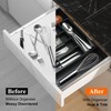 Bamboo Kitchen Drawer Organizer Tray Black Expandable Spoon Silverware Organizer