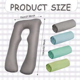 LECEHIVO 4 Pcs Pregnancy Pillow Cover 52" x 27"Only Cotton U Shaped Maternity Body Pillow Cover Soft Breathable Pillows Case