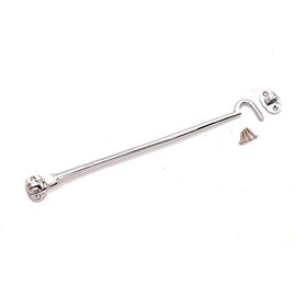 12" (300mm) Polished Chrome Heavy Duty Brass Cabin Hook & Eye Silent Catch/Latch/Holder/Back Gate/Shed/Patio Door