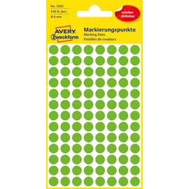 Avery Zweckform Etikett 8 mm Marking Dots Green Removable Wall Stickers – 416ST