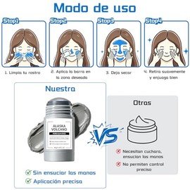 2PCS Mascarilla En Barra de Arcilla Volcánica, Mascarilla de arcilla refrescante en barra, Exfoliación Suave, Clay Mask Stick, Control De Grasa,...   