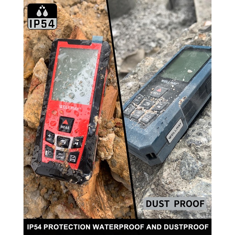 WELLRAY 500ft Laser Distance Meter Measurement Tool with Angle Sensor,LCD