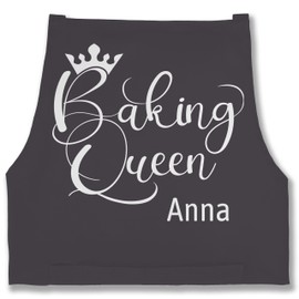 Geschenk mit Namen personalisiert by Shirtracer - Apron - Baking Apron Women - Baking Queen with Name - Gift Mum Grandma Birthday Christmas Mother's Day Baking, 5 anthracite